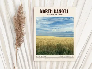 North Dakota Vintage Wall Art, USA