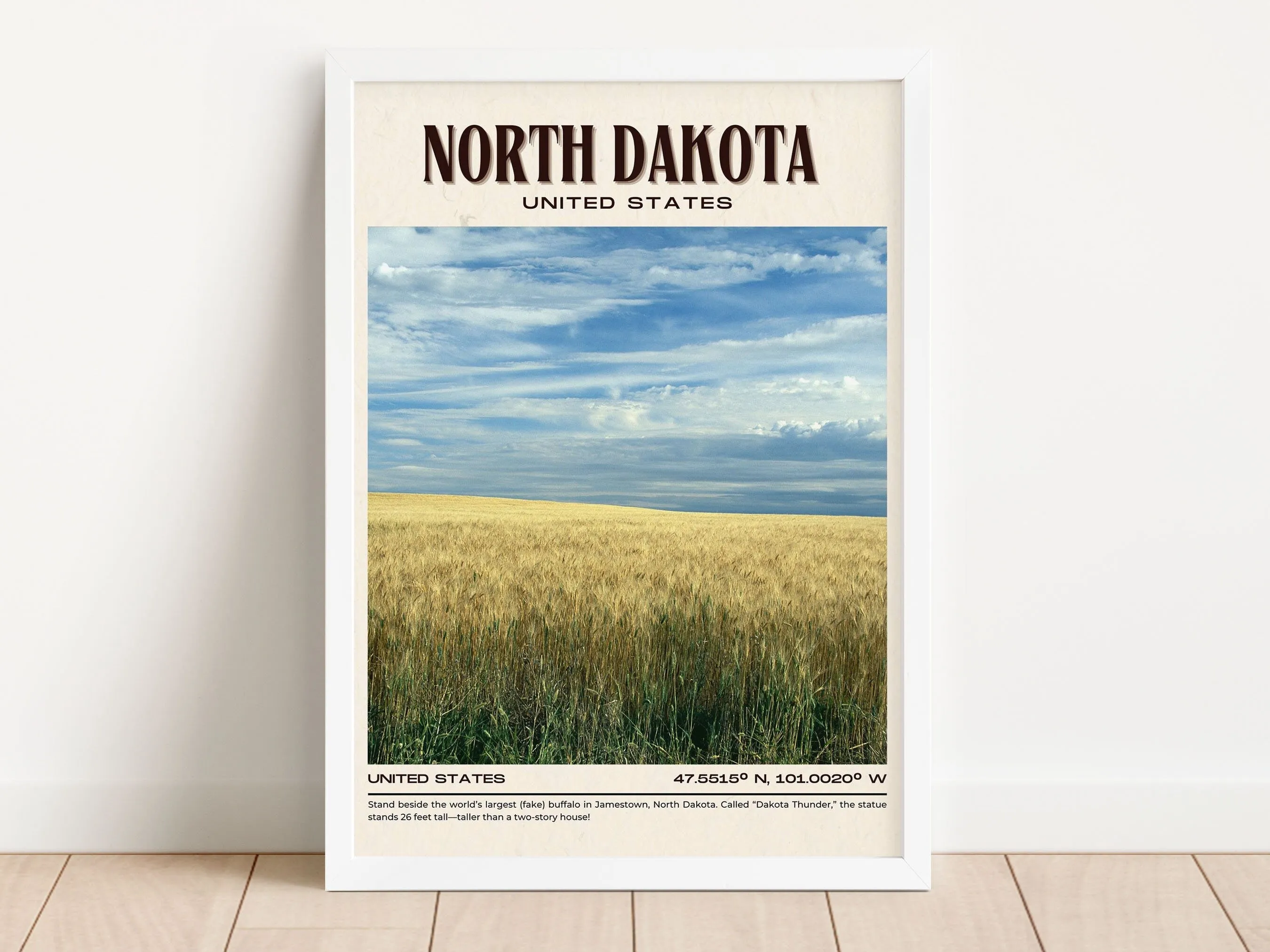 North Dakota Vintage Wall Art, USA