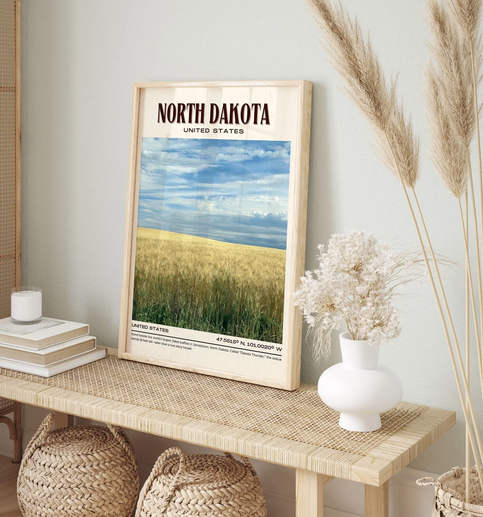 North Dakota Vintage Wall Art, USA
