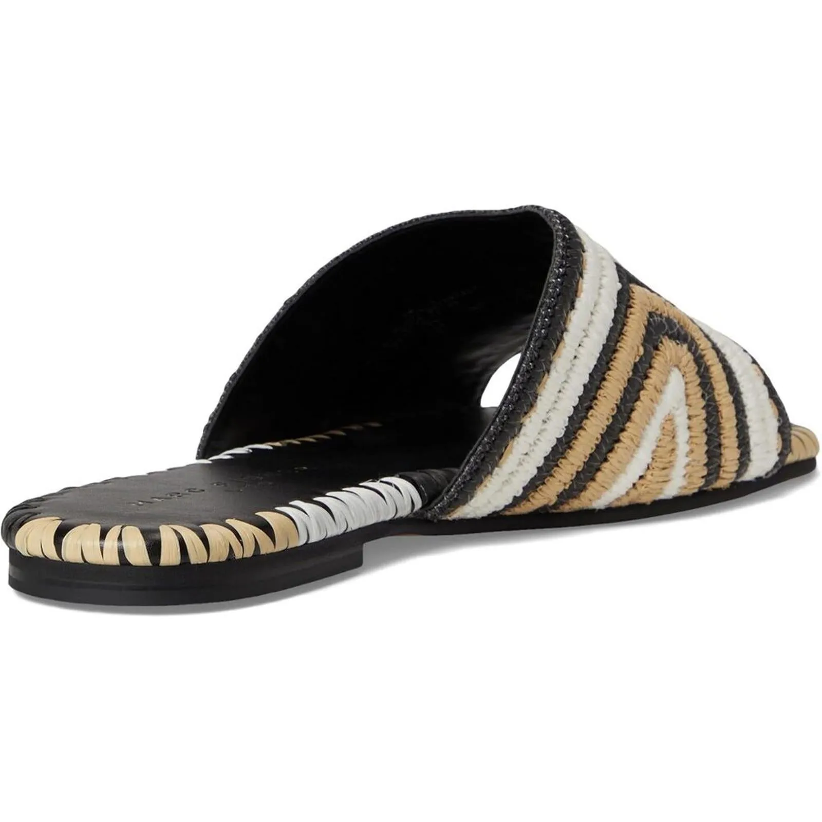 Nottie Black Multi Woven Flat Slide Sandals