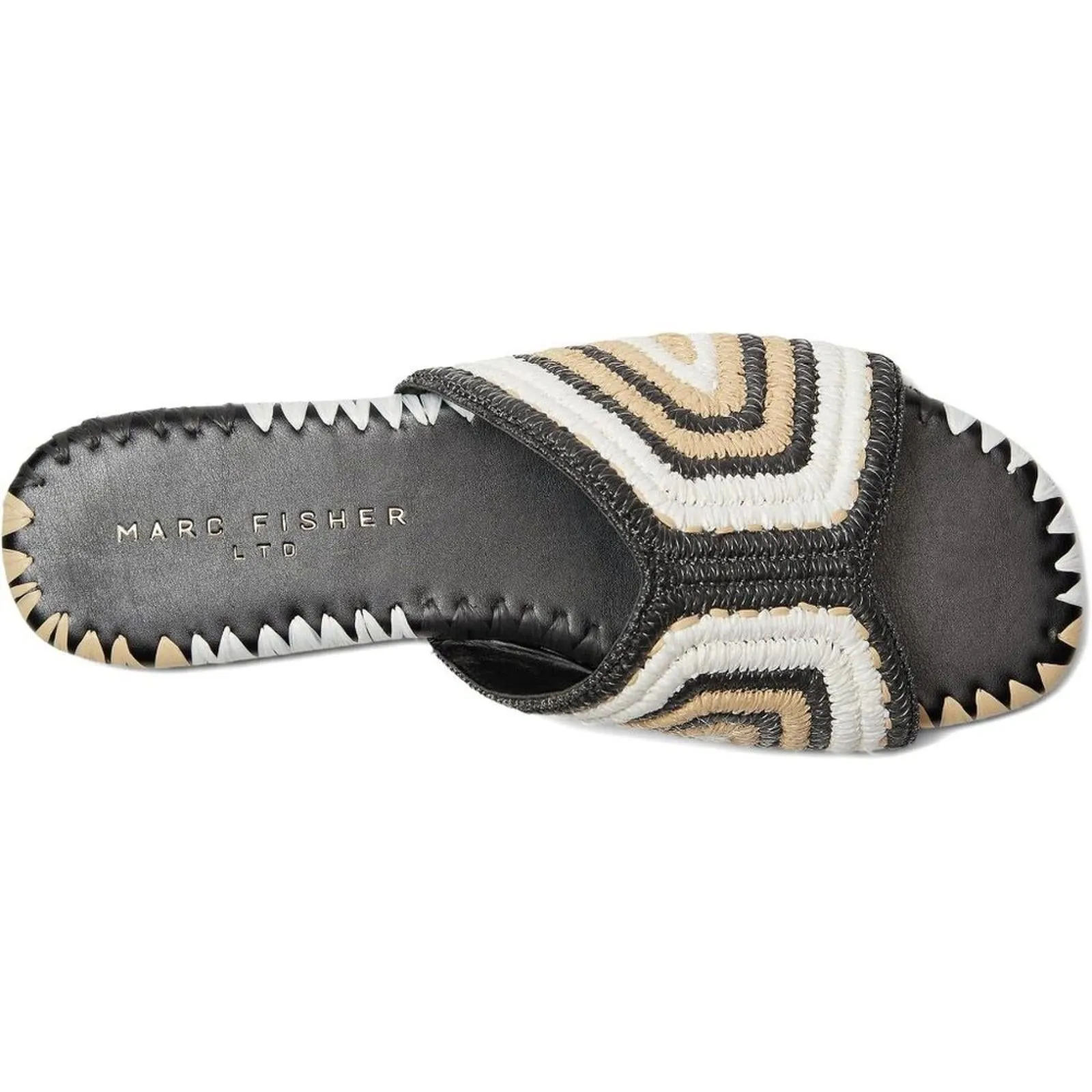 Nottie Black Multi Woven Flat Slide Sandals