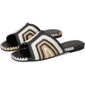 Nottie Black Multi Woven Flat Slide Sandals