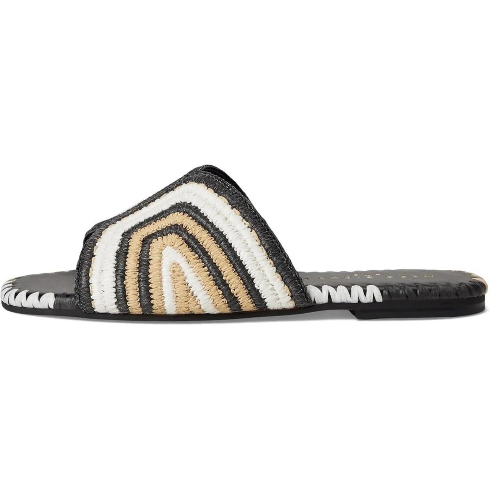Nottie Black Multi Woven Flat Slide Sandals