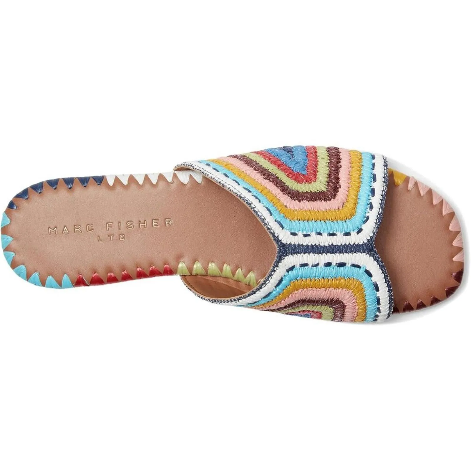 Nottie Dark Blue Multi Woven Flat Slide Sandals