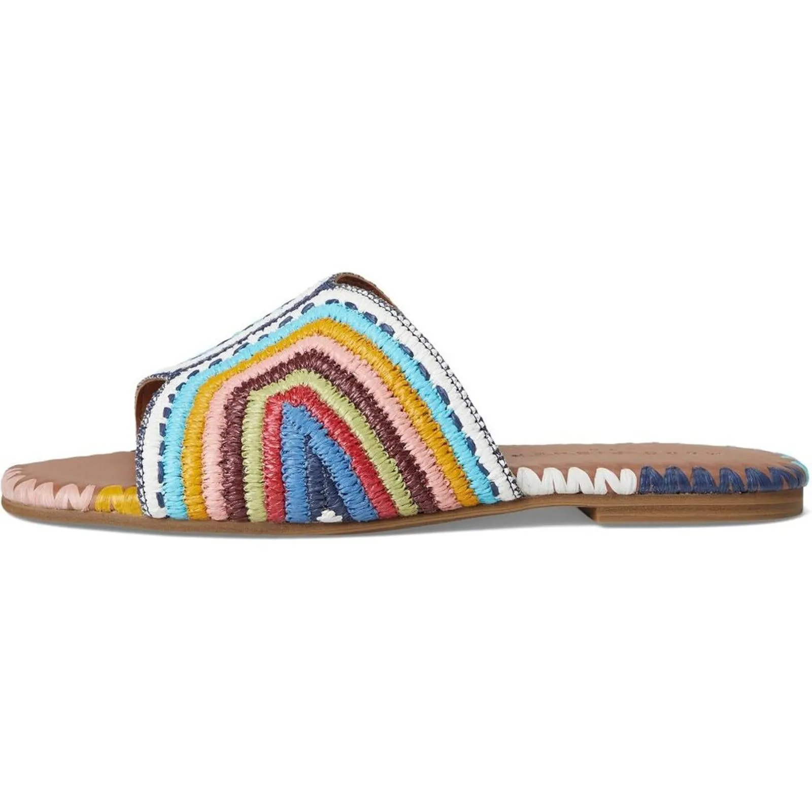 Nottie Dark Blue Multi Woven Flat Slide Sandals