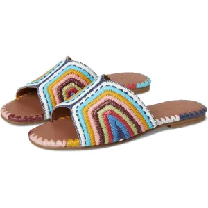 Nottie Dark Blue Multi Woven Flat Slide Sandals