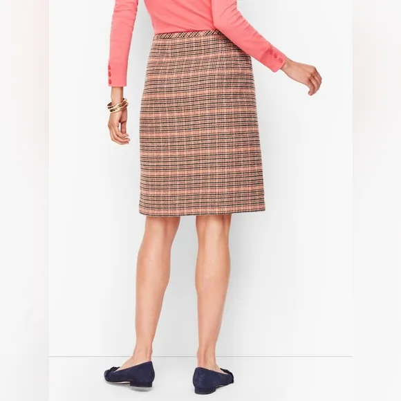 NWOT Talbots Plaid Wool A-Line Skirt in Pink and Brown