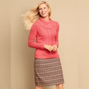 NWOT Talbots Plaid Wool A-Line Skirt in Pink and Brown
