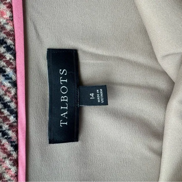 NWOT Talbots Plaid Wool A-Line Skirt in Pink and Brown