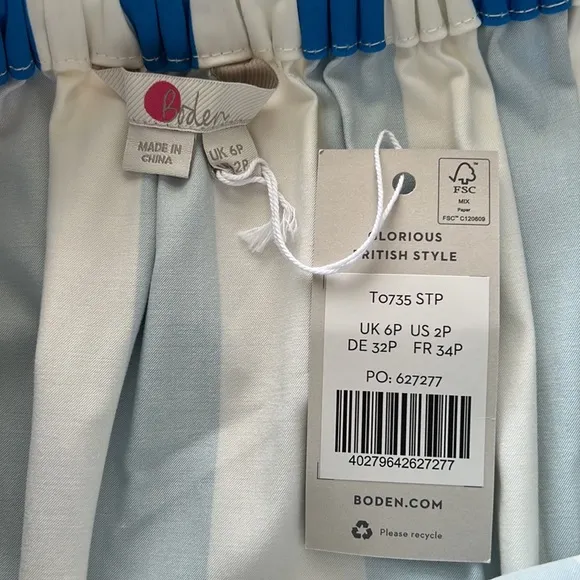 NWT Boden Vertical Stripe Skirt w/Pockets, 2P