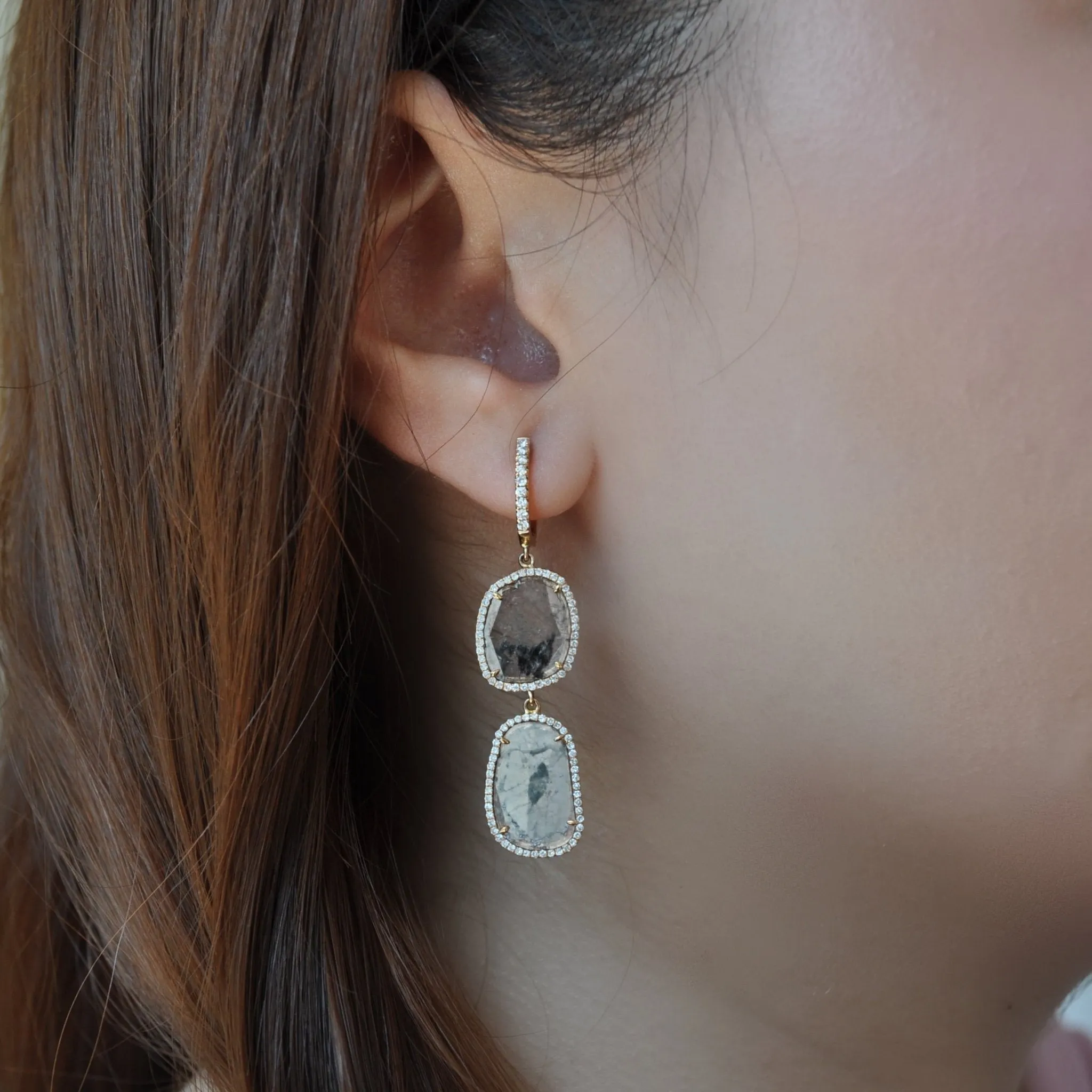 Organic Beauty Sunslice Duo Diamond Linear Earrings