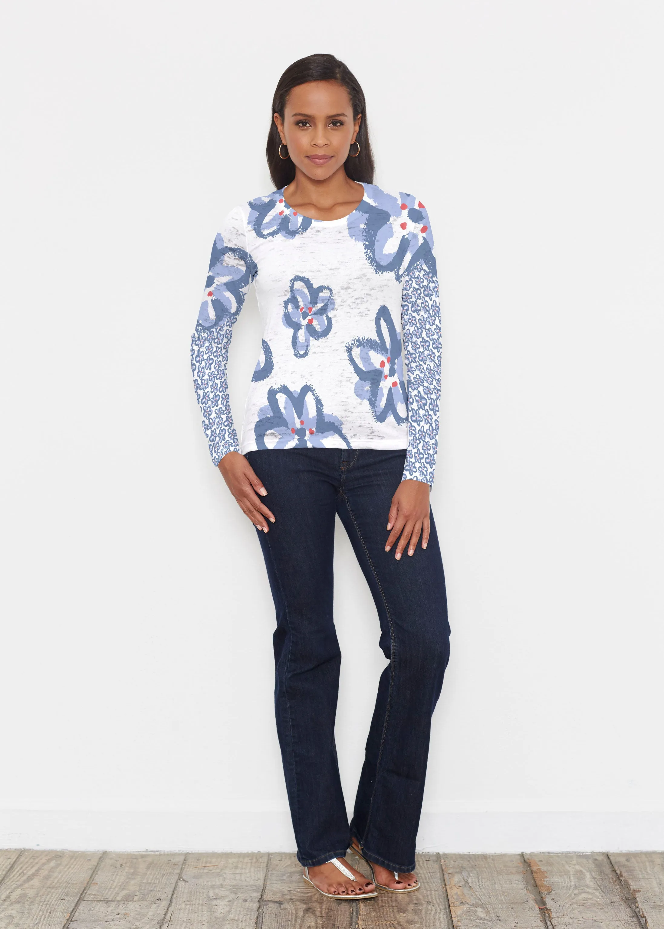 Painted Blooms (25068) ~ Signature Long Sleeve Crew Shirt