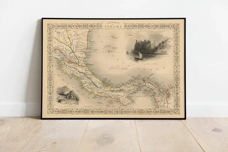 Panama Map Poster| Vintage Map Panama