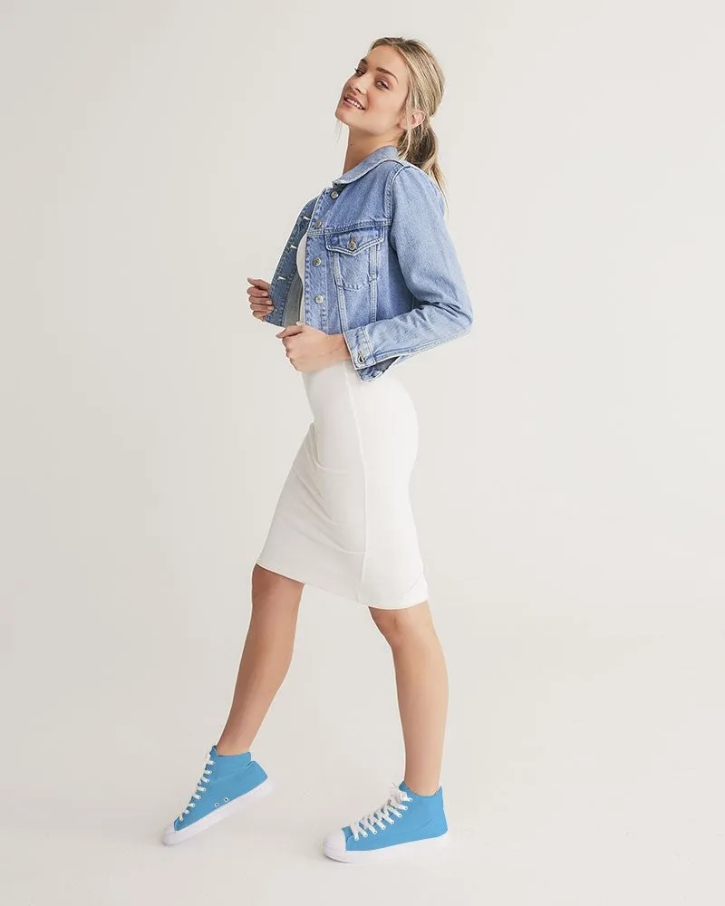 Pastel Cyan Women's High-top Canvas Sneakers | Women's | Bright Pastel Cyan | C60M15Y0K0