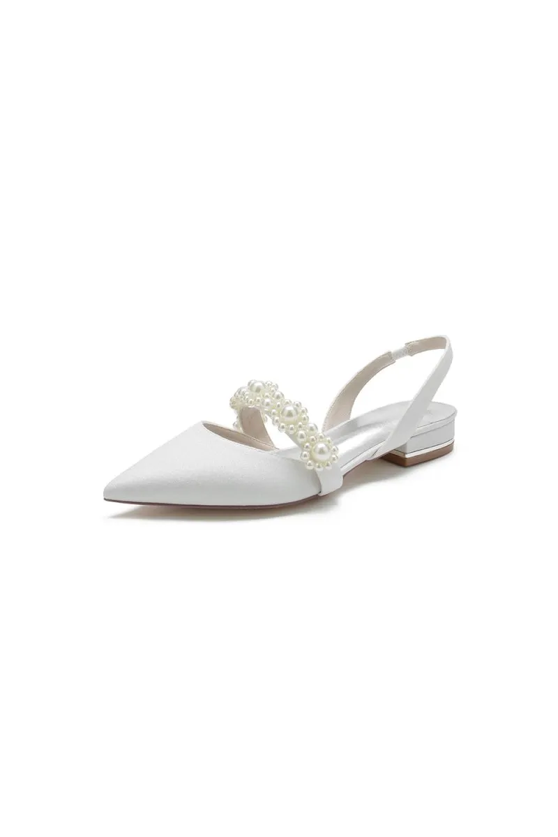 Pearl Strap Slingback Sequin Pointed Toe Flats