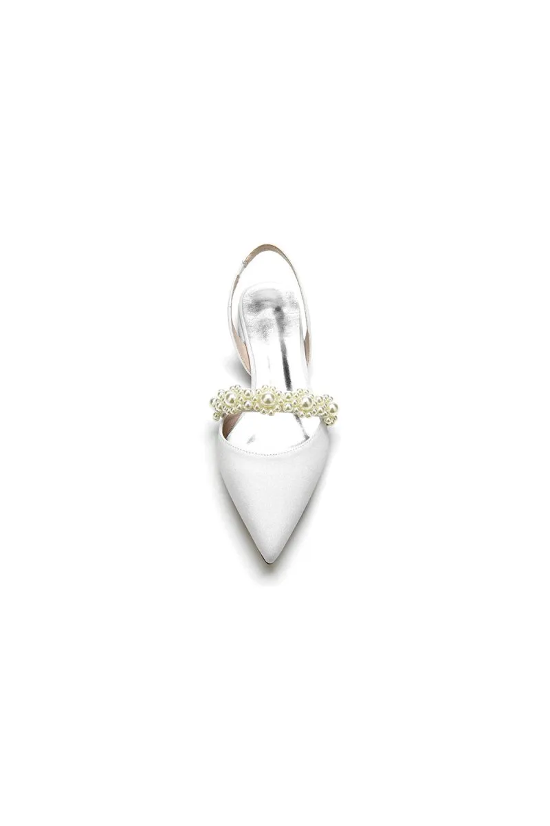 Pearl Strap Slingback Sequin Pointed Toe Flats