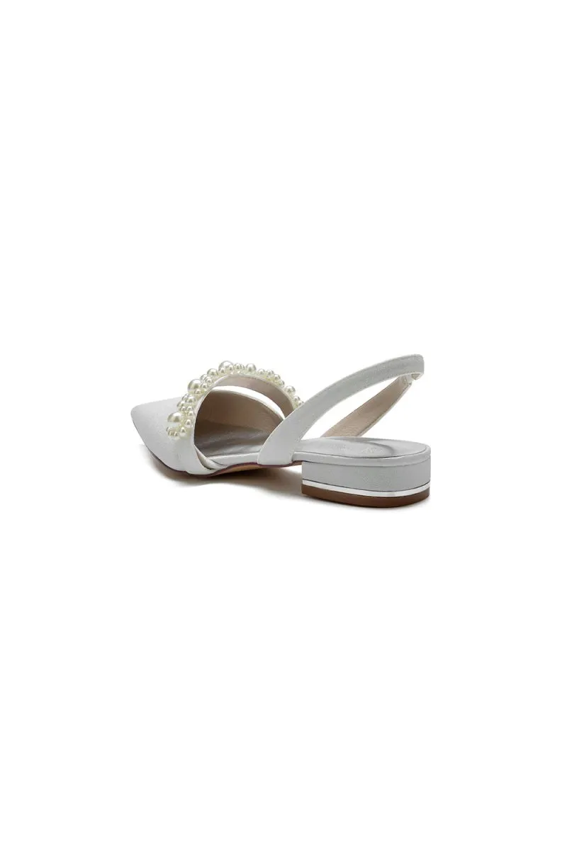 Pearl Strap Slingback Sequin Pointed Toe Flats