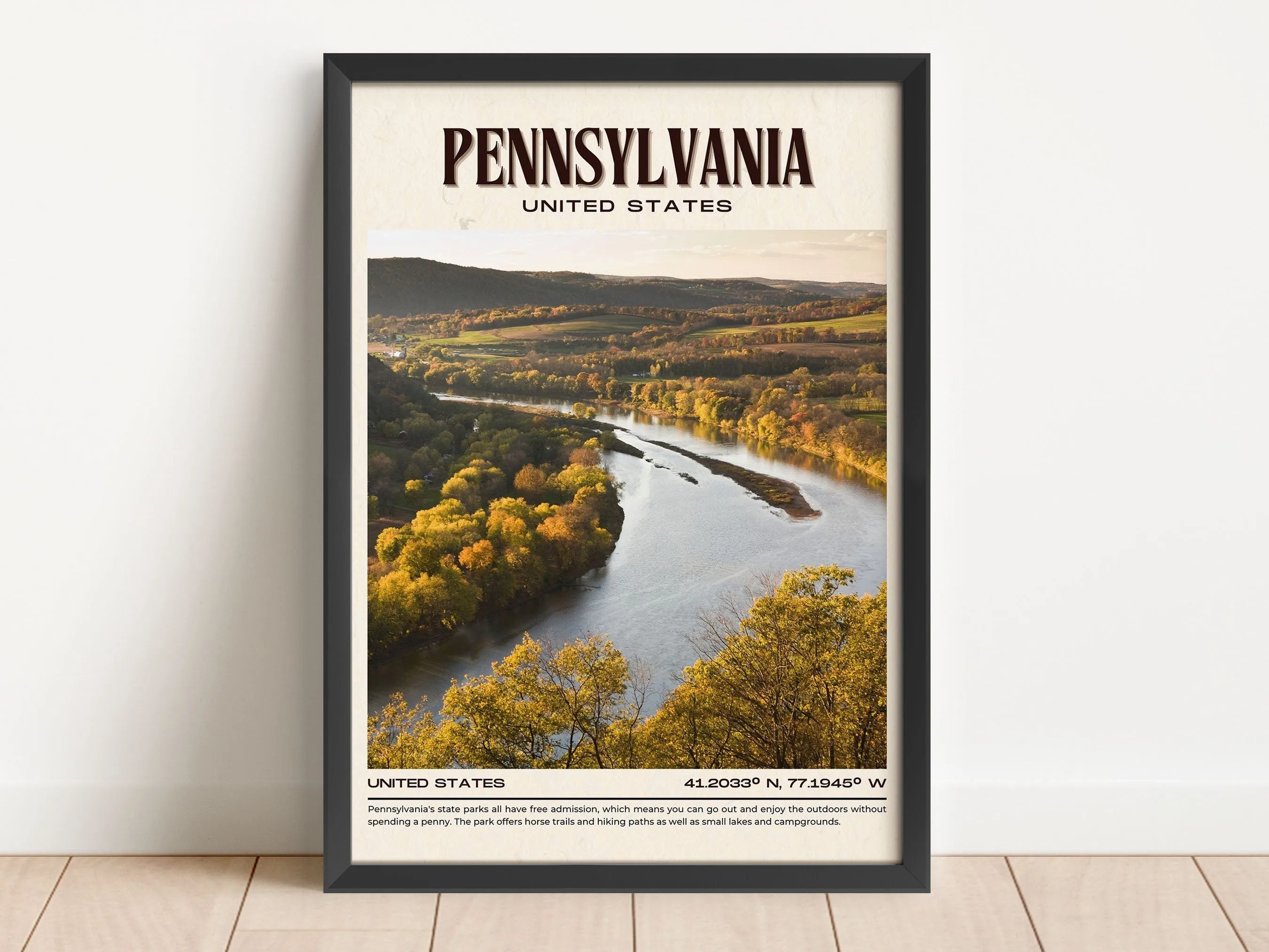 Pennsylvania Vintage Wall Art, USA