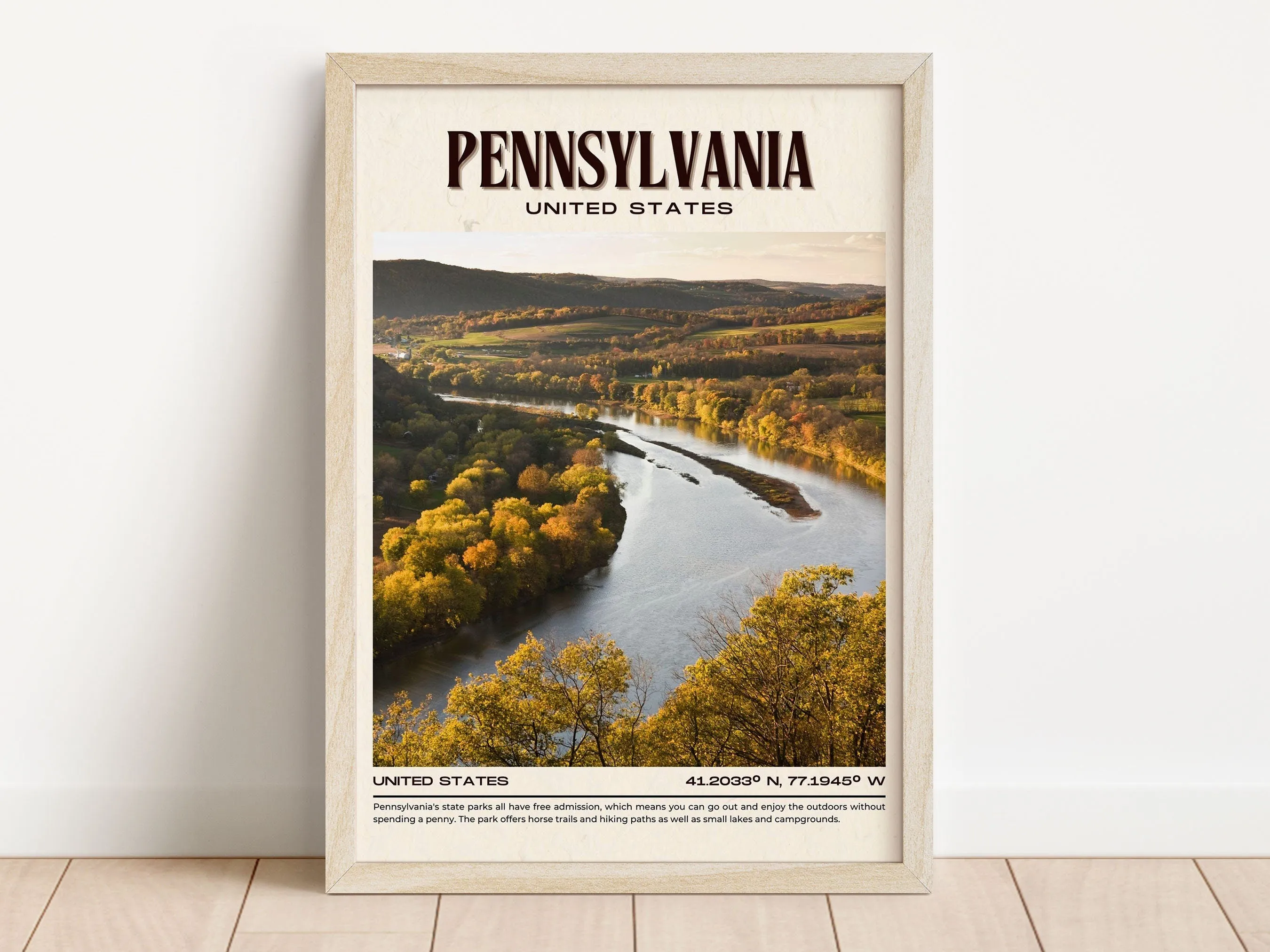 Pennsylvania Vintage Wall Art, USA