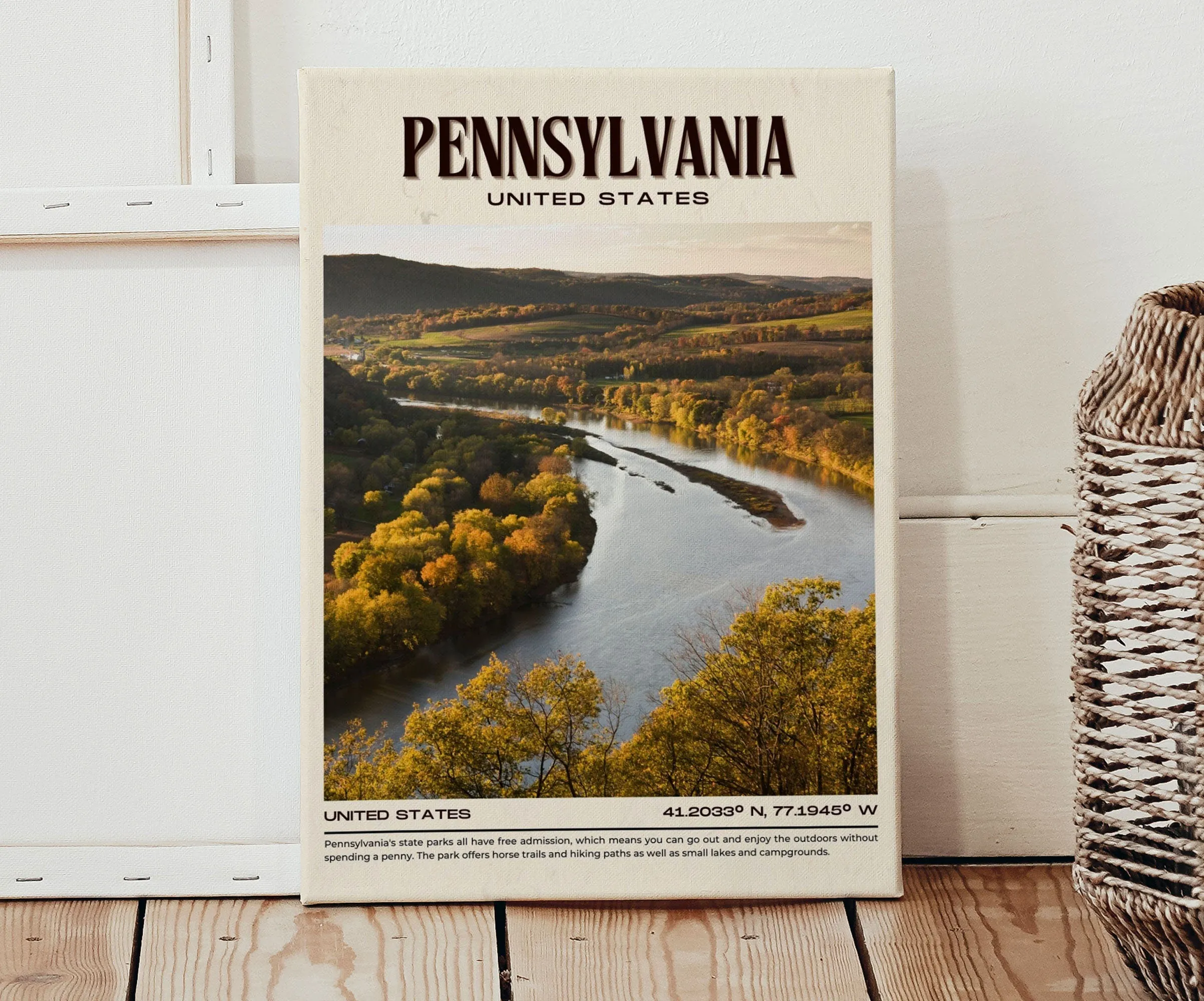 Pennsylvania Vintage Wall Art, USA