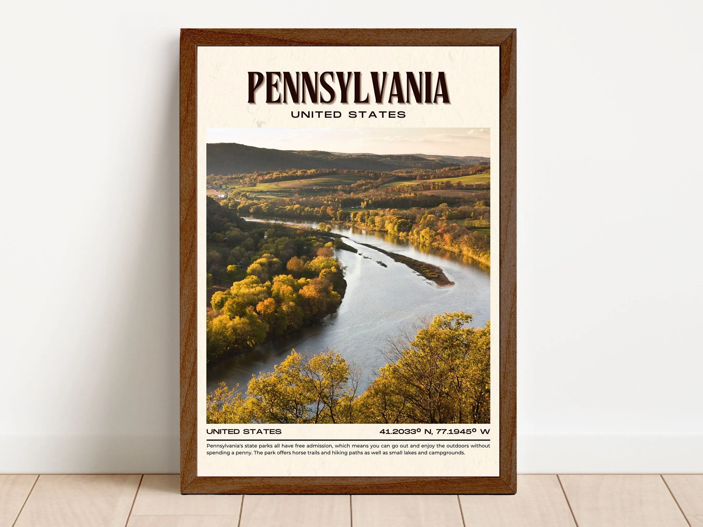 Pennsylvania Vintage Wall Art, USA