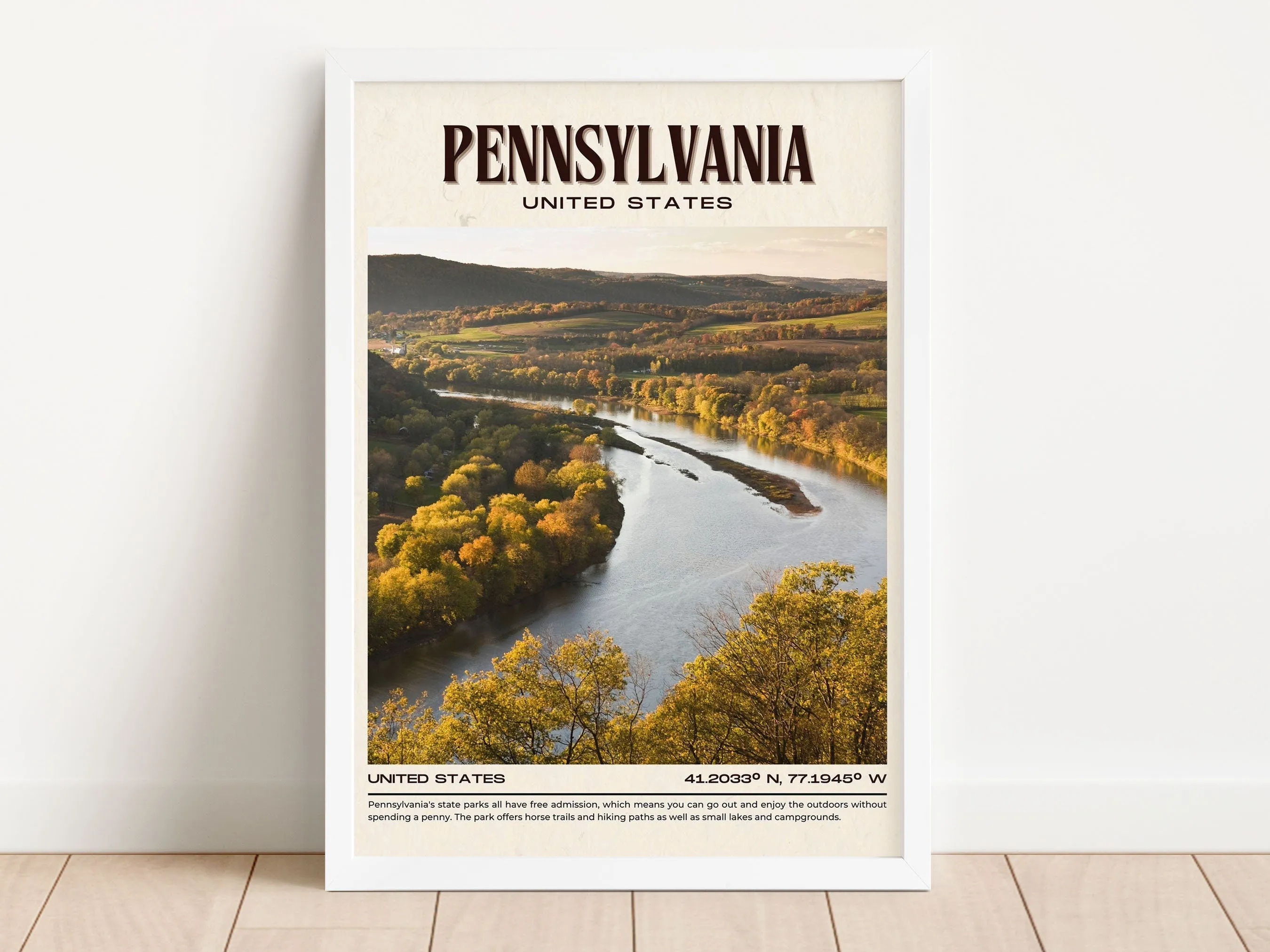 Pennsylvania Vintage Wall Art, USA