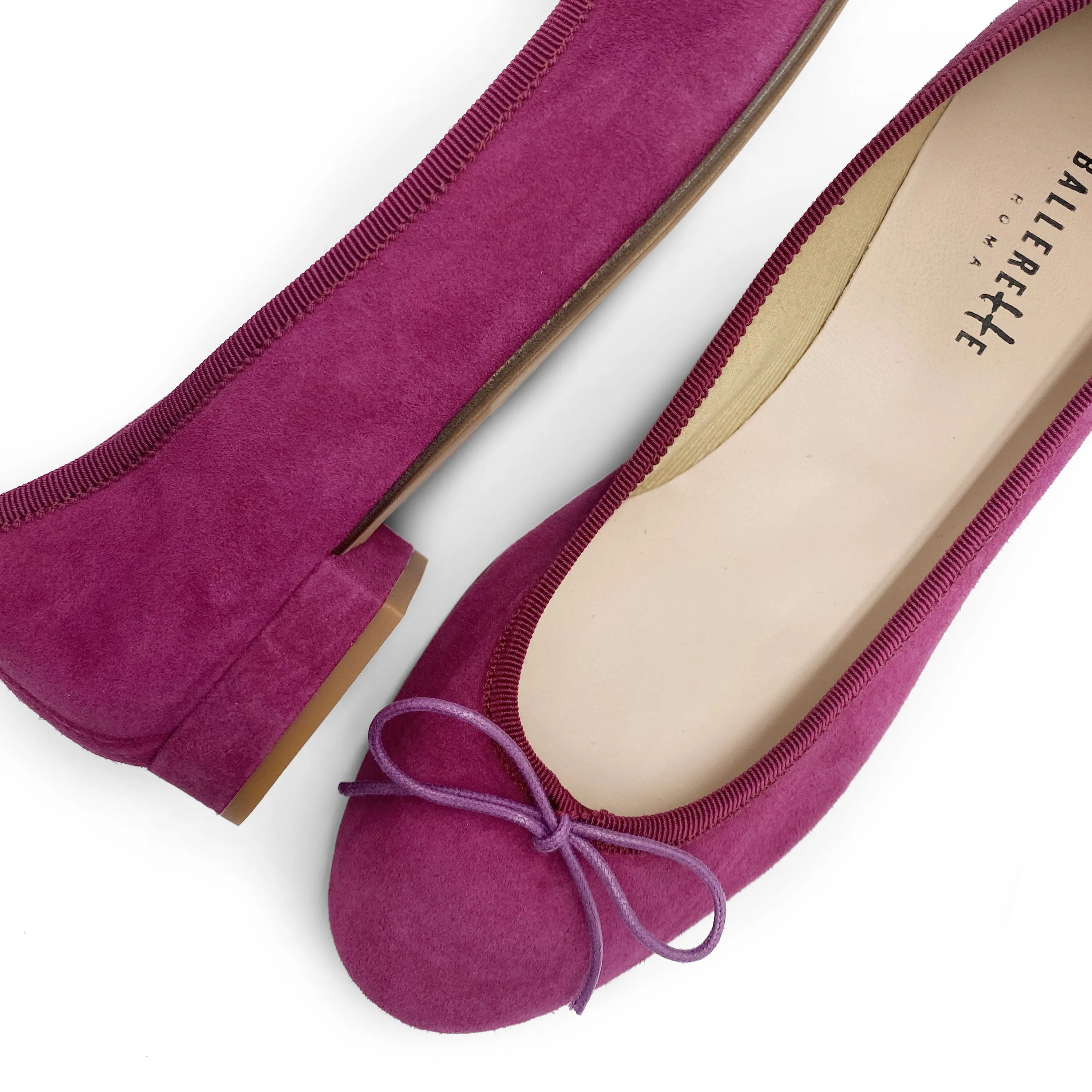 Plum Suede Ballet Flats with Heel