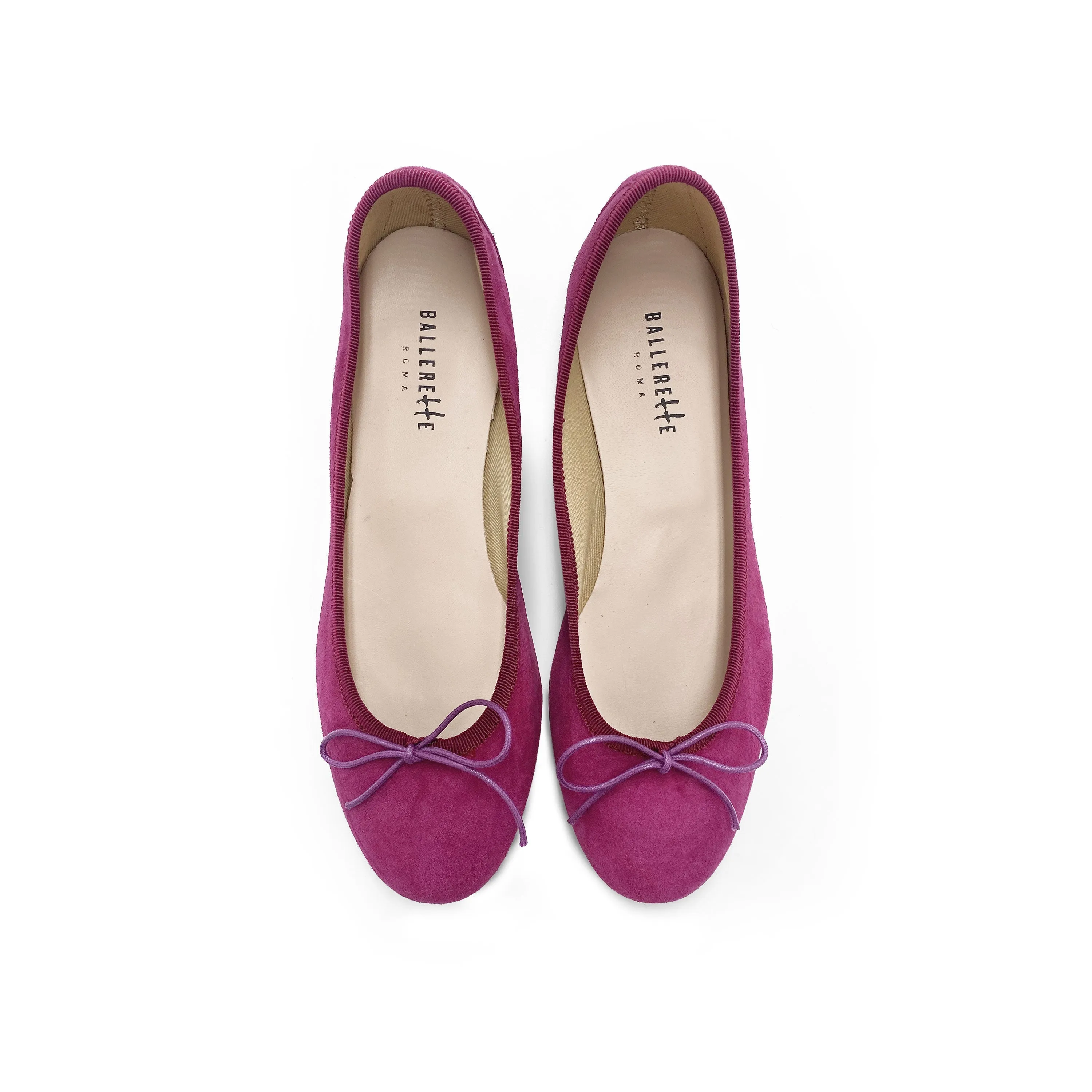 Plum Suede Ballet Flats with Heel