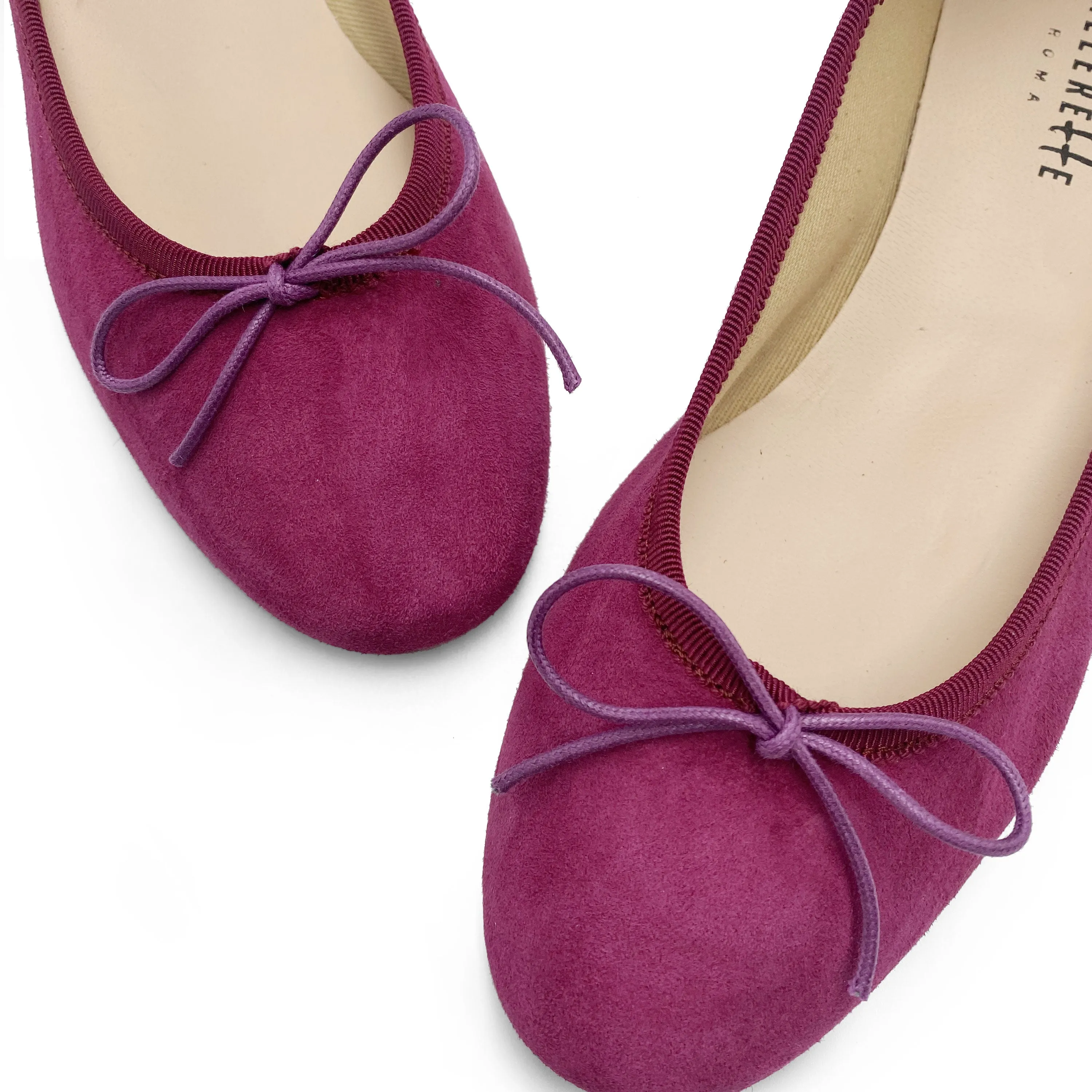 Plum Suede Ballet Flats with Heel