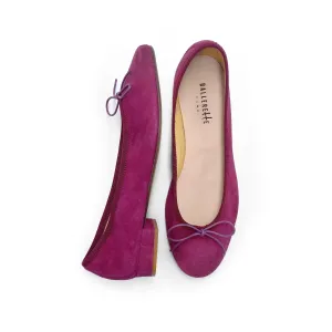 Plum Suede Ballet Flats with Heel