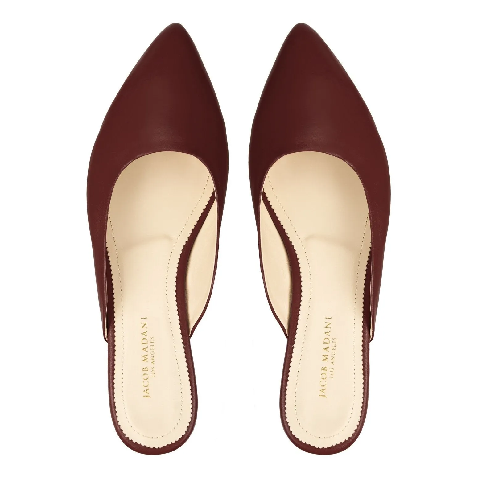 Pointy-toe Flat Mule in Calfskin with Hidden Seam Design