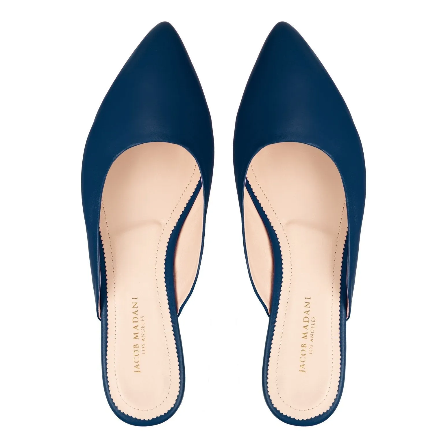 Pointy-toe Flat Mule in Calfskin with Hidden Seam Design