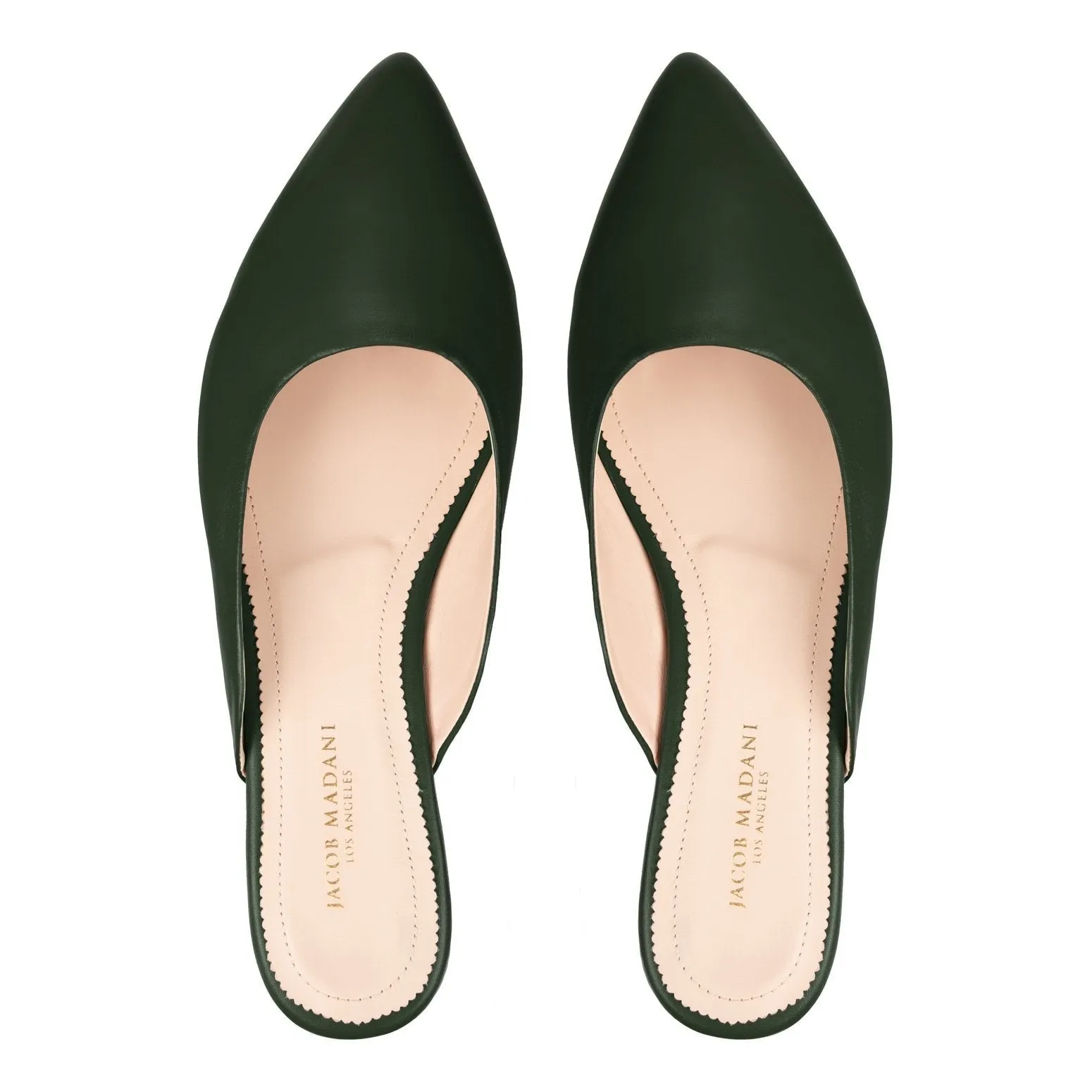 Pointy-toe Flat Mule in Calfskin with Hidden Seam Design