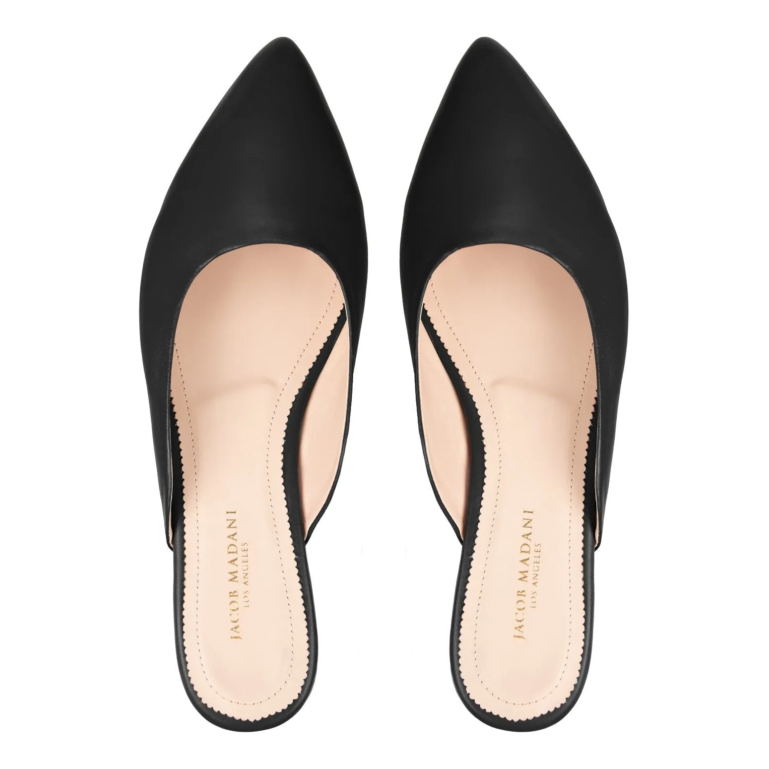 Pointy-toe Flat Mule in Calfskin with Hidden Seam Design