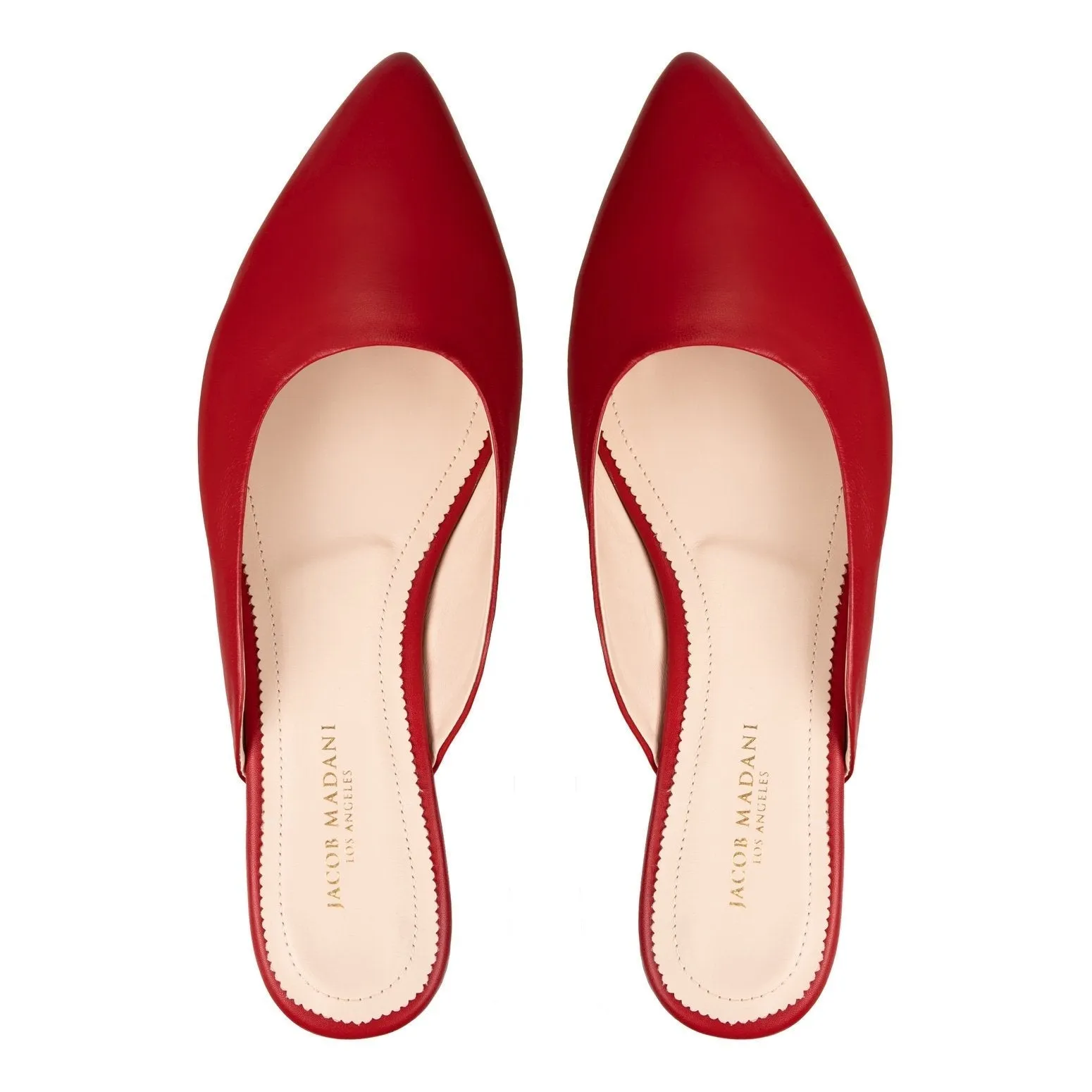 Pointy-toe Flat Mule in Calfskin with Hidden Seam Design