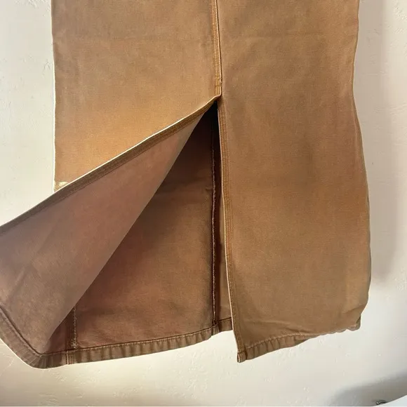 POLO RALPH LAUREN VTG Y2K Canvas Carpenter Cargo Straight Maxi Skirt Tan Size 8