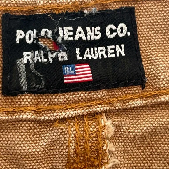 POLO RALPH LAUREN VTG Y2K Canvas Carpenter Cargo Straight Maxi Skirt Tan Size 8