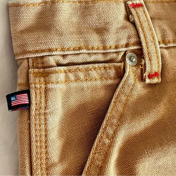 POLO RALPH LAUREN VTG Y2K Canvas Carpenter Cargo Straight Maxi Skirt Tan Size 8