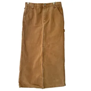 POLO RALPH LAUREN VTG Y2K Canvas Carpenter Cargo Straight Maxi Skirt Tan Size 8