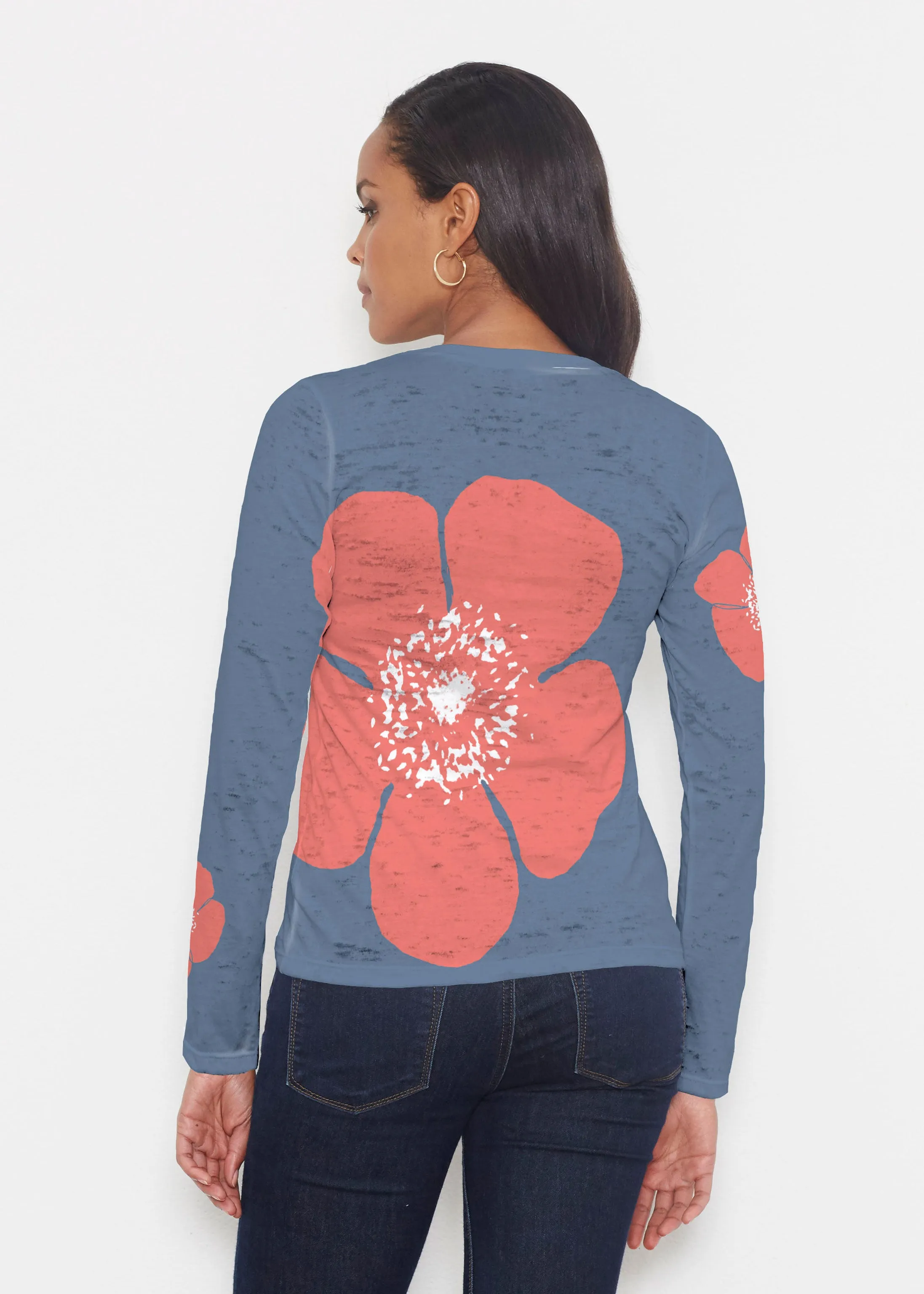 Poppy Red Navy (7021) ~ Signature Long Sleeve Crew Shirt