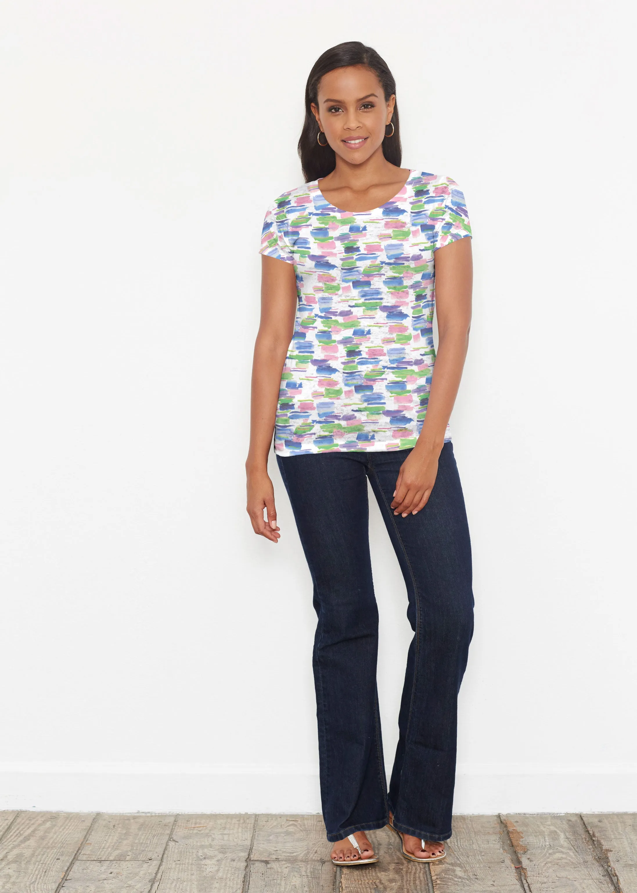 Pops of Bliss (8047) ~ Short Sleeve Scoop Shirt