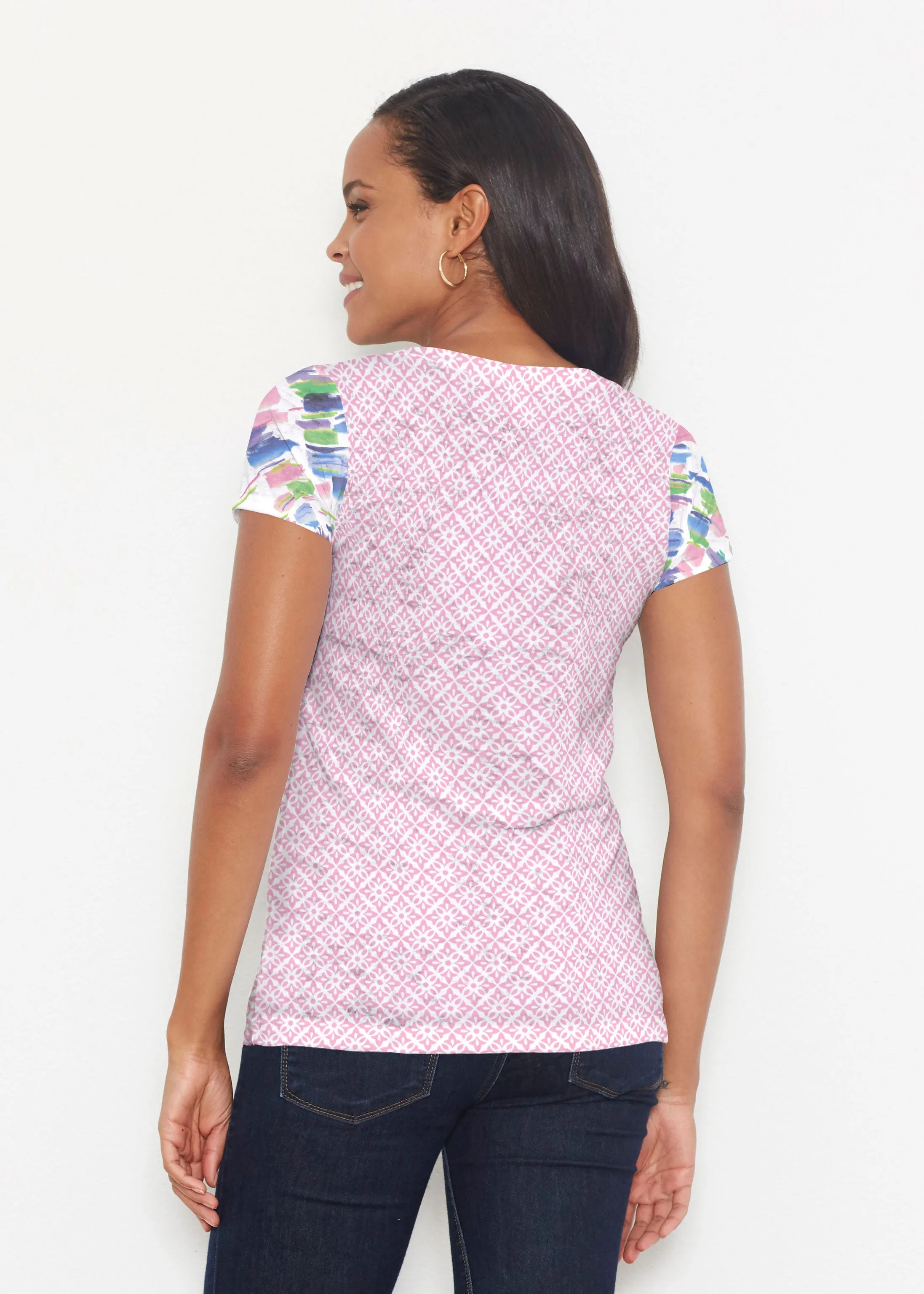 Pops of Bliss (8047) ~ Short Sleeve Scoop Shirt