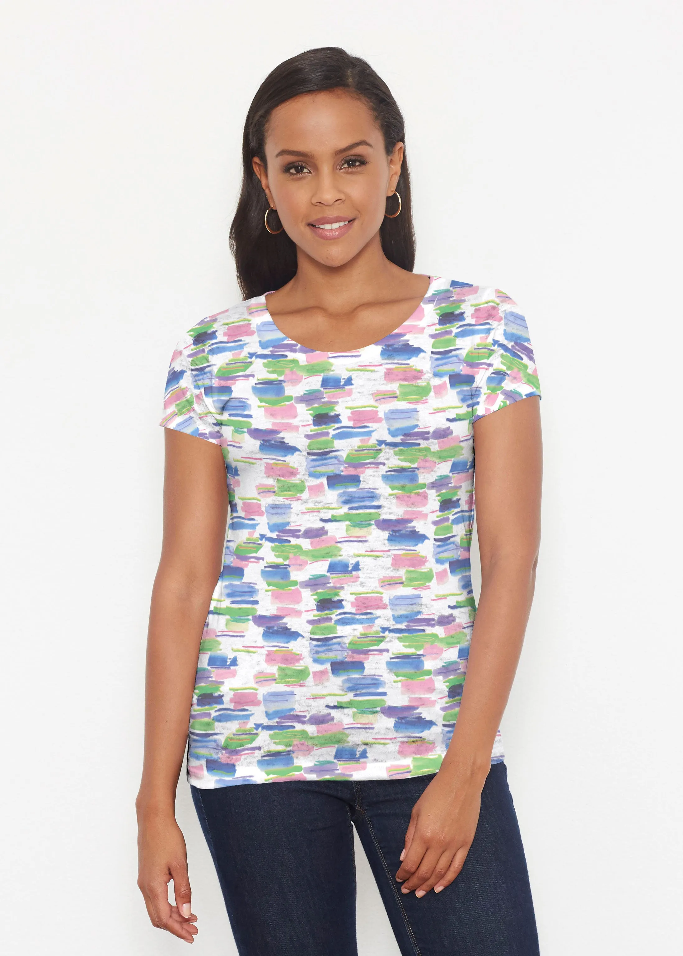 Pops of Bliss (8047) ~ Short Sleeve Scoop Shirt
