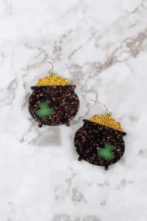 POT OF GOLD ACETATE HOOK EARRINGS
