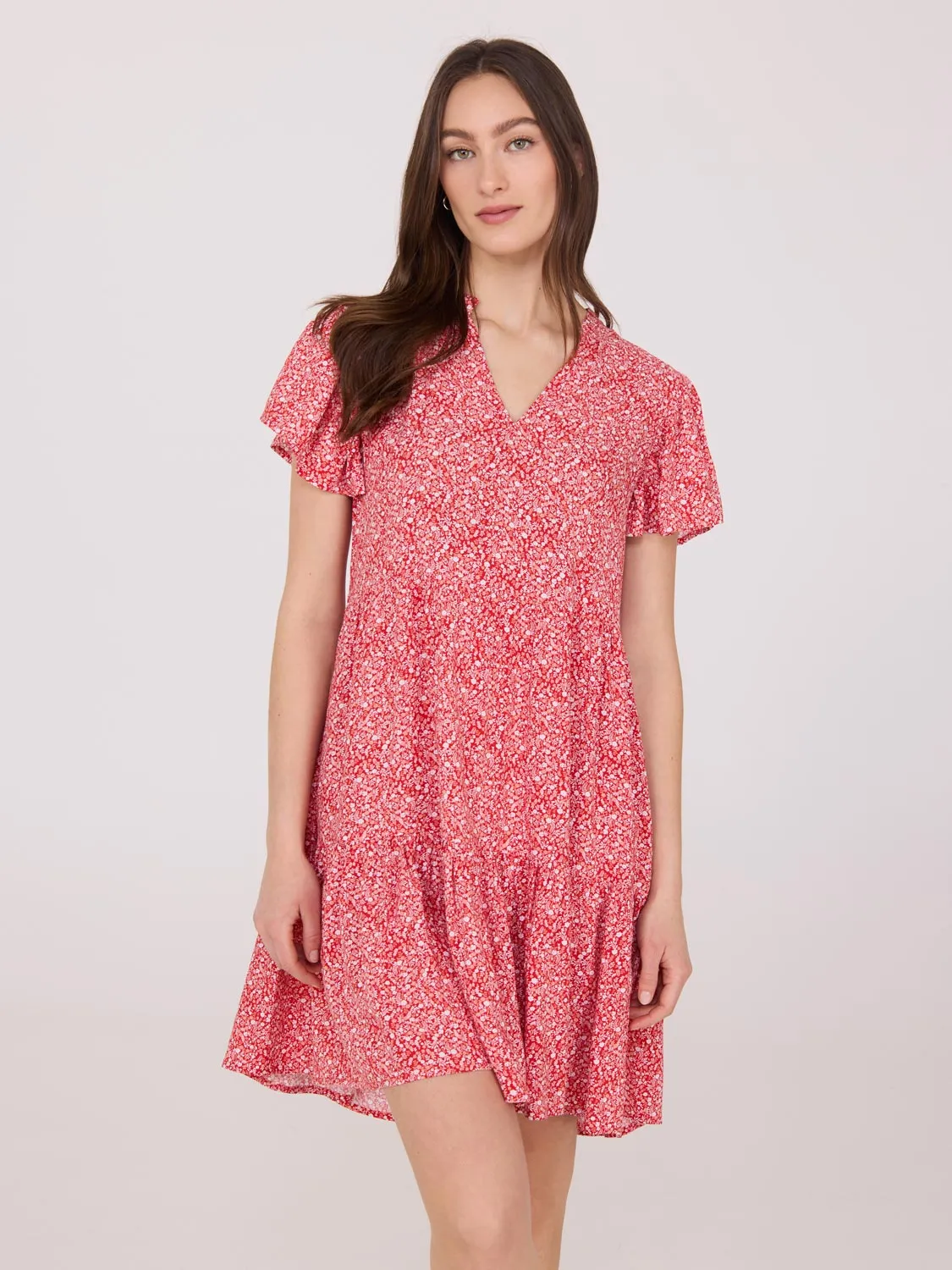 Printed Flutter Sleeve Mini Dress