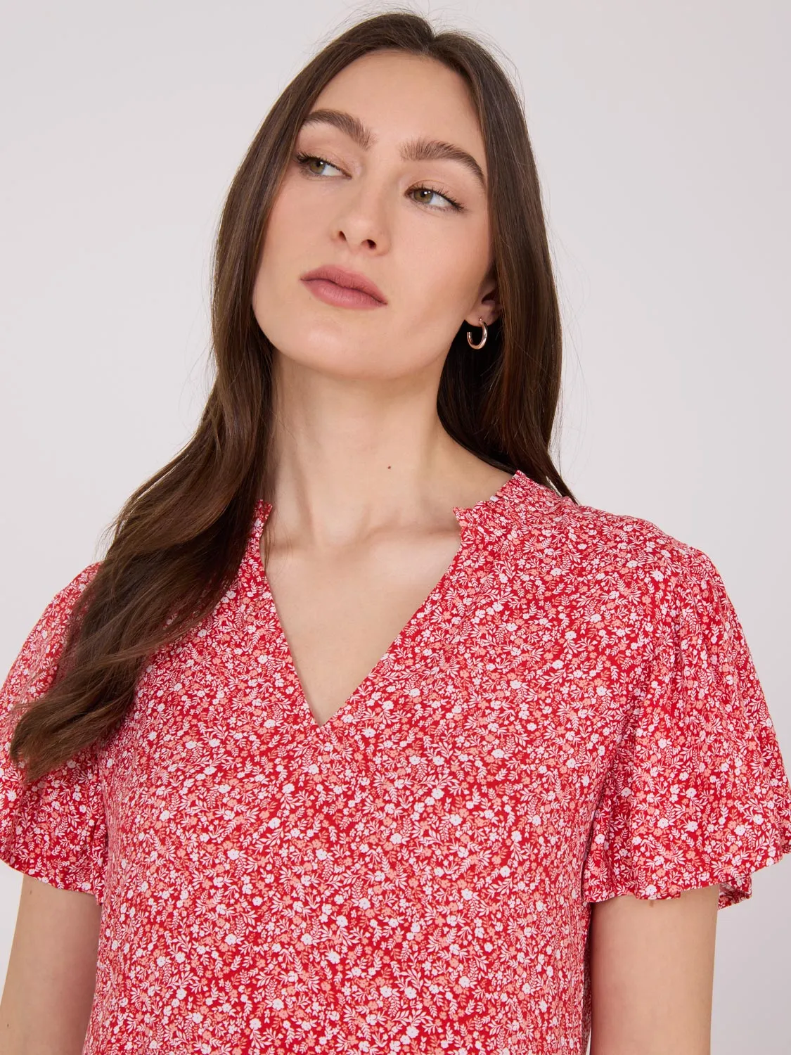 Printed Flutter Sleeve Mini Dress