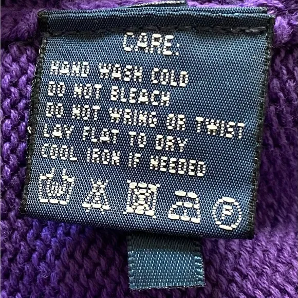 Ralph Lauren Sport Women’s Sz L Purple‎ Ribbed Chunky Knit Full Zip Sweater
