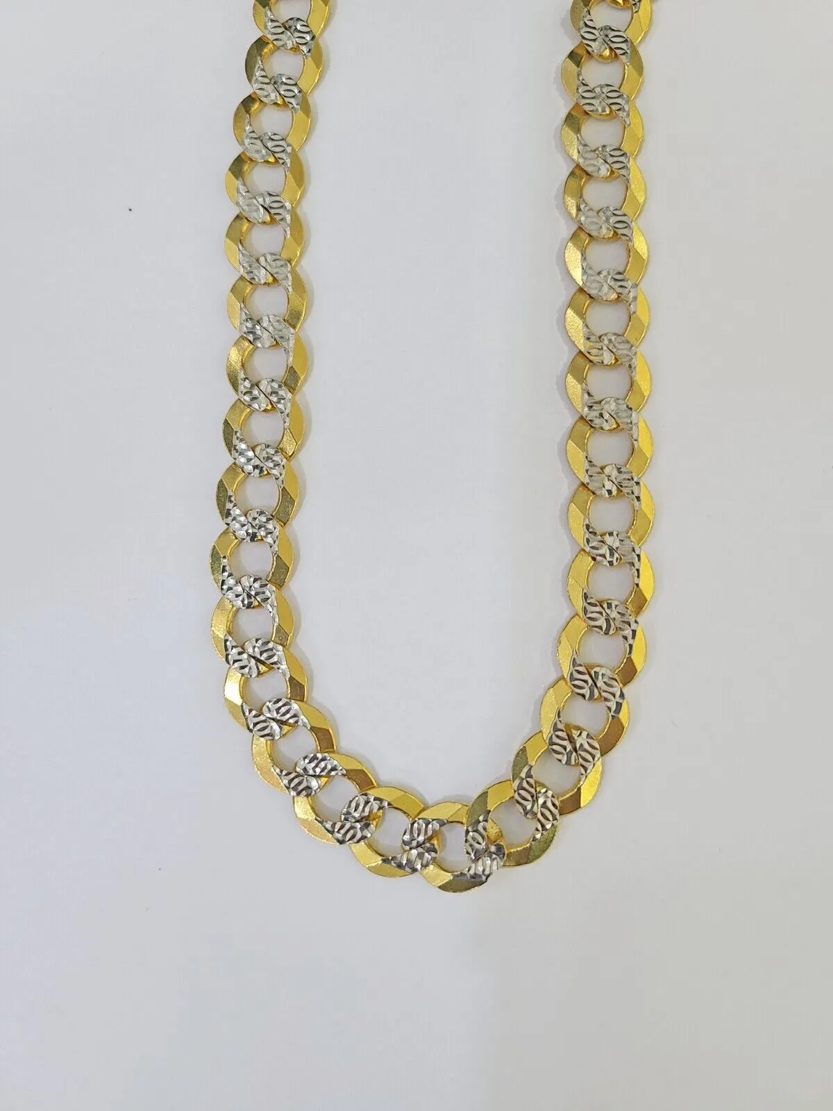 Real 10k Yellow Gold Cuban Curb Link Chain Solid 9mm 20" Gold Diamond cut
