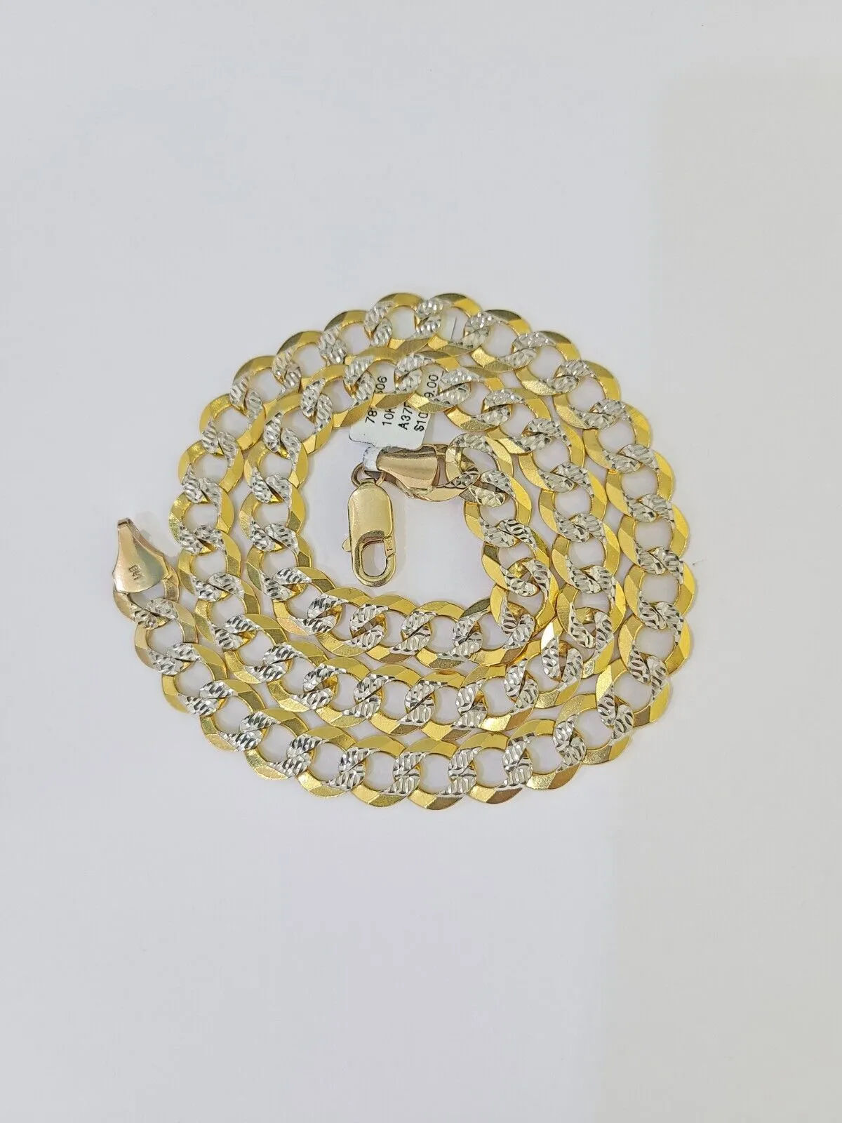 Real 10k Yellow Gold Cuban Curb Link Chain Solid 9mm 20" Gold Diamond cut