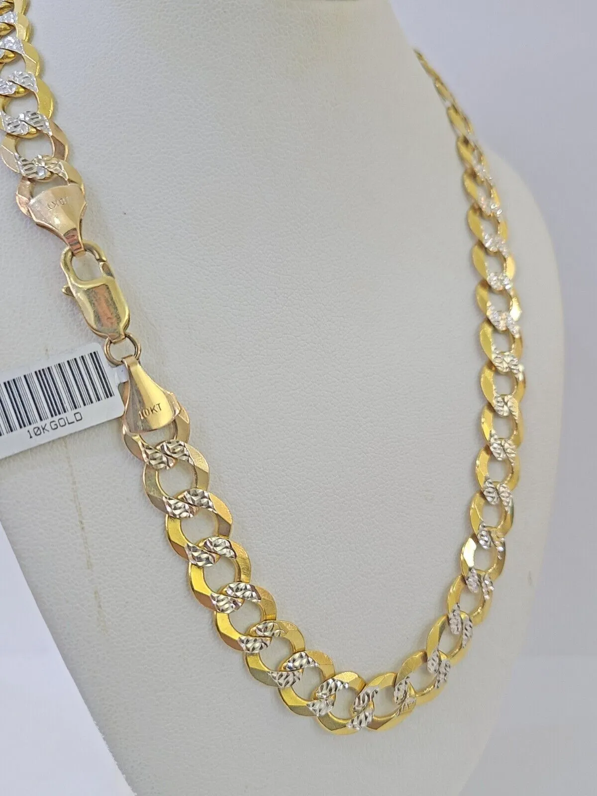 Real 10k Yellow Gold Cuban Curb Link Chain Solid 9mm 20" Gold Diamond cut